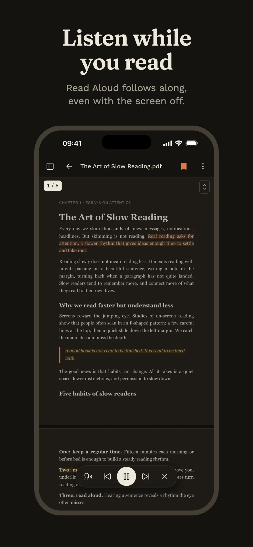 Listen with read aloud